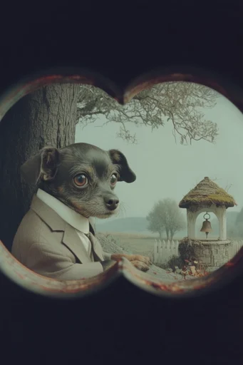 Geometric Voyeuristic Surrealism style reference image — surrealist vignette