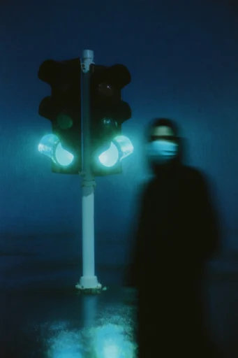 Spectral Cyan Nocturne style reference image — stark dark silhouette