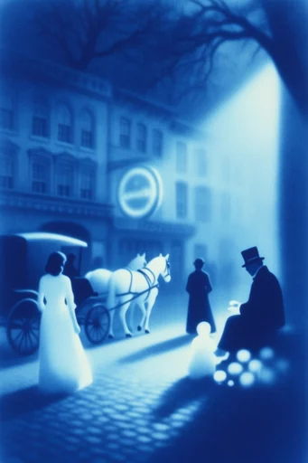 Ethereal Cyanotype Dreamscape style reference image — cyanotype print aesthetic