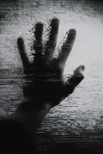 Corrupted Analog Noir style reference image — analog glitch art