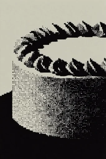 Gritty Dithered Noir style reference image — distressed stencil