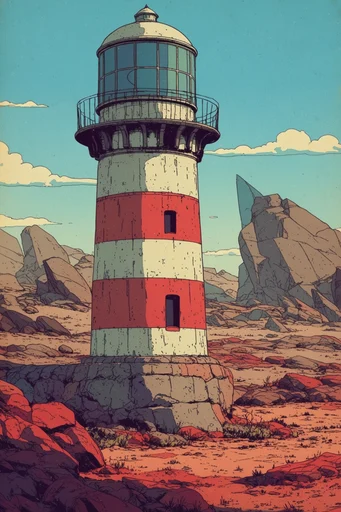 Retro Graphic Surrealism style reference image — terracotta and teal palette