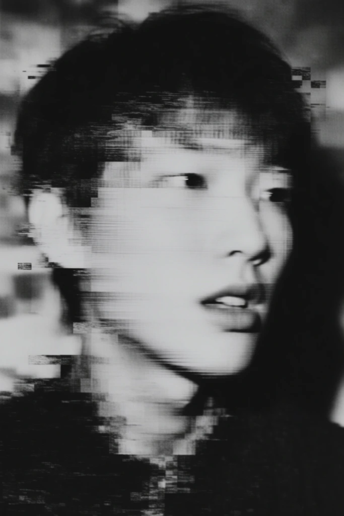 Monochrome Analog Corruption style AI image example 1