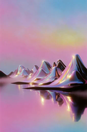 Iridescent Liquid Futurism style reference image — liquid chrome
