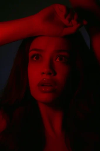 Cinematic Crimson Noir style reference image — pitch-black background