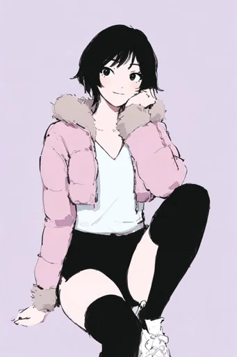 Graphic Minimalist Pop-Anime style reference image — high contrast graphic art