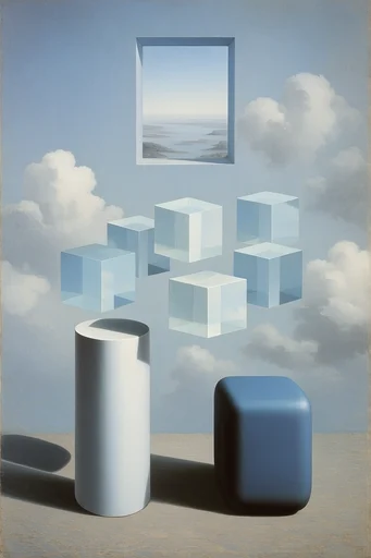 Minimalist Surrealist Geometry style reference image — geometric architecture