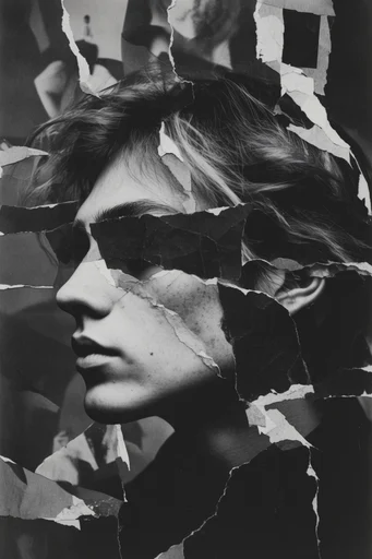Fragmented Monochrome Collage moodboard — generate AI images in this style