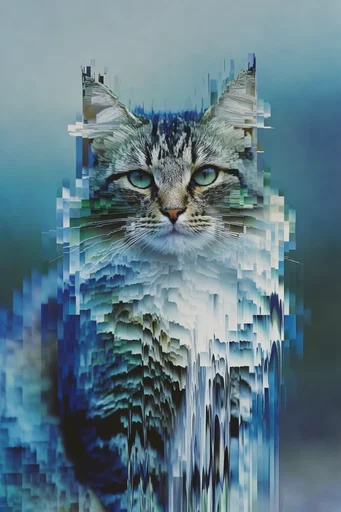 Ethereal Glitch Melancholy style reference image — surreal fragmentation