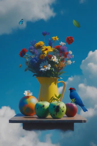 Surreal Celestial Dreamscapes style reference image — vibrant cerulean sky