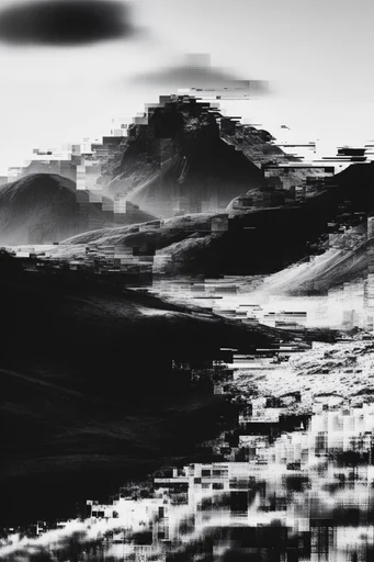 Monochrome Digital Decay style reference image — high contrast