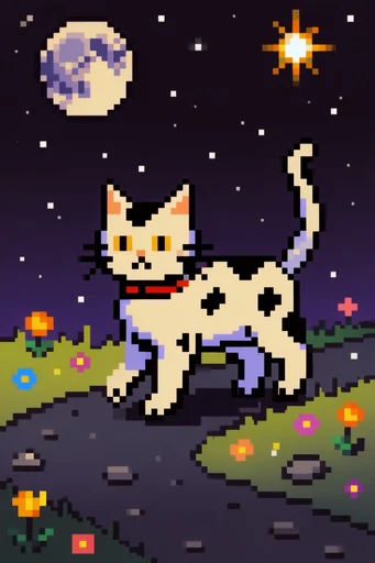Nostalgic Cosmic Pixelism style reference image — retro digital minimalism