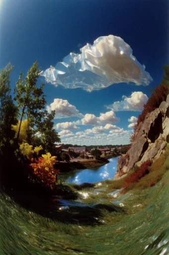 Surreal Hyper-Chromatic Fisheye style AI image example 2