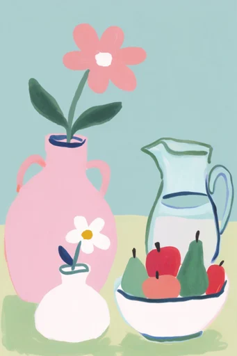 Naive Folk Gouache style reference image — hand-painted texture