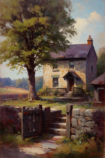 Textured Pastoral Realism style AI image example 4