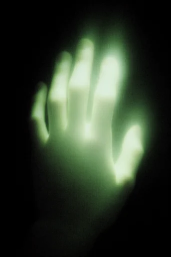 Luminous Noir Synth style reference image — heavy film grain