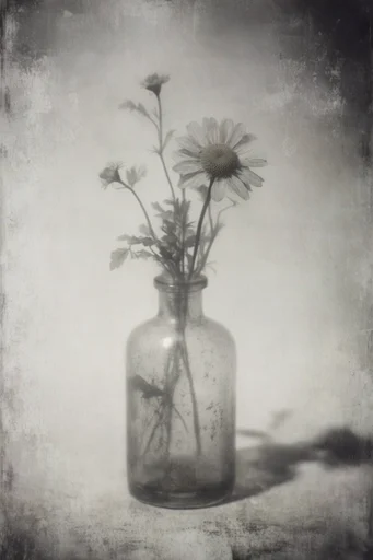 Monochrome Pictorialist Dreamscape style reference image — soft focus blur
