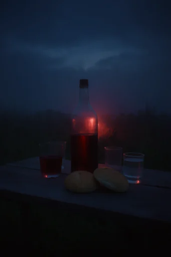 Nocturnal Liminal Chroma style reference image — glowing crimson highlights