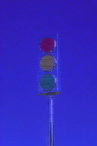 Prismatic Chrome Glitch style reference image — ultramarine blue background