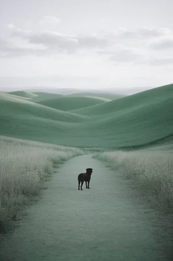 Minimalist Verdant Surrealism style reference image — existential isolation