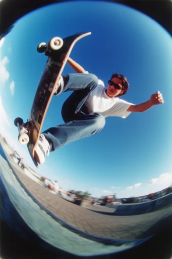 Dynamic Fisheye Streetwear moodboard — generate AI images in this style