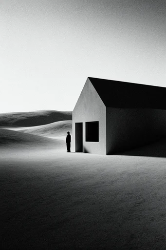 Stark Monochromatic Surrealism style AI image example 4