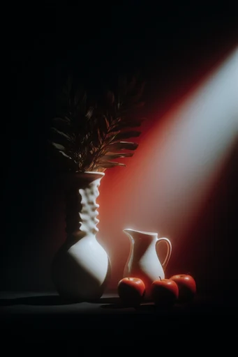 Cinematic Chiaroscuro Noir style reference image — stark black background