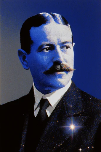 Luminous Retro Surrealism style reference image — deep cobalt night sky