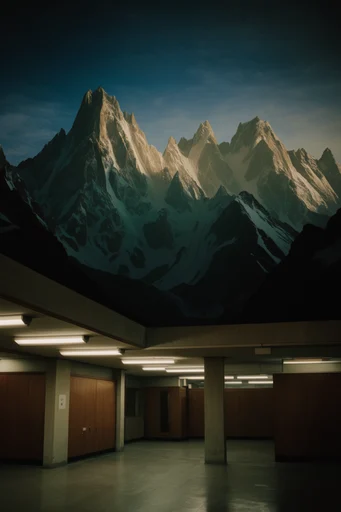 Cinematic Brutalist Bureaucracy style reference image — retro-futurism
