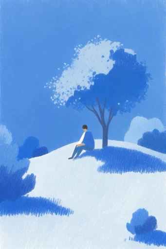 Textured Cyanotype Minimalist style reference image — risograph texture