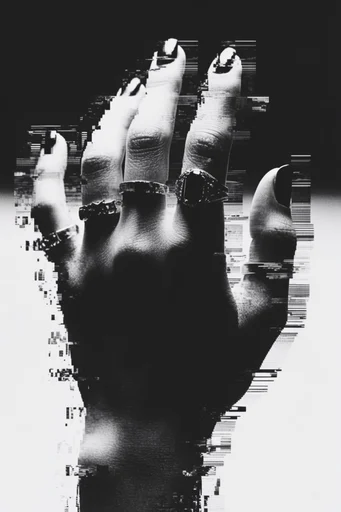 Corrupted Monochrome Noir style reference image — pixel sorting