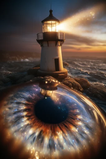 Luminescent Ocular Surrealism style reference image — shallow depth of field