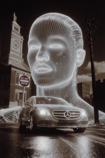 Monochrome Cybernetic Deconstruction style reference image — cinematic studio lighting