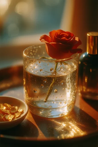 Luminous Amber Macro style reference image — golden hour lighting