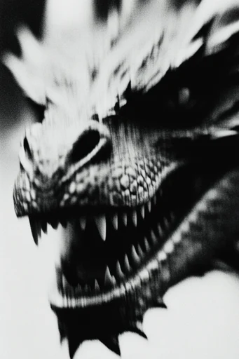 Monochrome Glitch Noir style reference image — heavy film grain