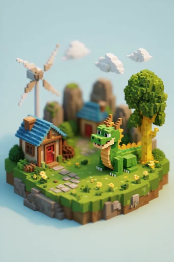 Isometric Miniature Worlds style reference image — shallow depth of field