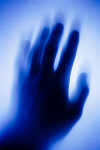 Spectral Cyanotype Surrealism style reference image — grainy vintage texture