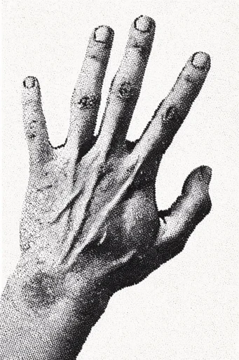 Monochrome Halftone Graphic style reference image — high-contrast black and white