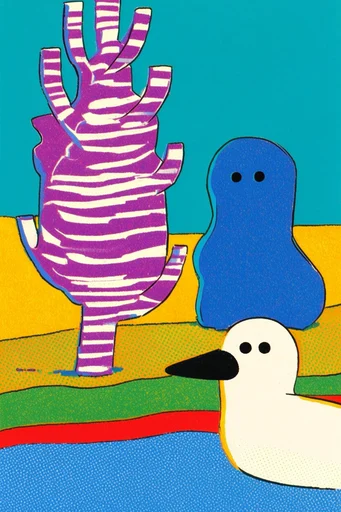Vibrant Retro Printwork style AI image example 2