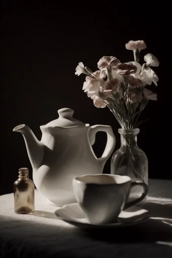 Ethereal Chiaroscuro Botanicals style reference image — macro floral photography