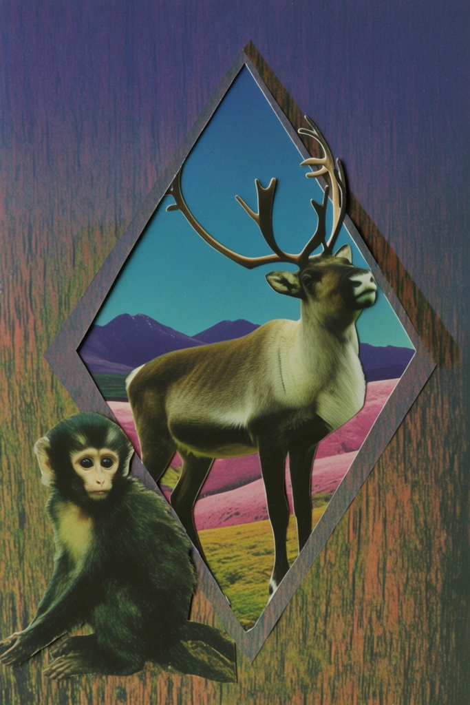 Surreal Retro-Cosmic Collage style AI image example 3