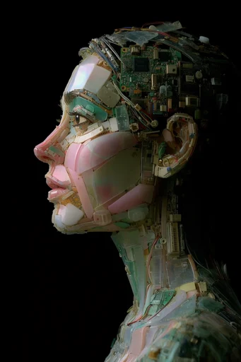 Translucent Cyber-Organic Assemblage style reference image — techno-organic hybrid