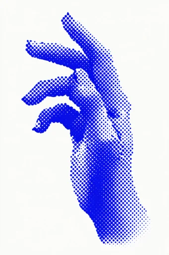 Graphic Halftone Minimalism style reference image — retro screenprint texture