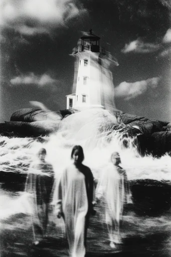 Spectral Kinetic Noir style reference image — ghostly double exposure