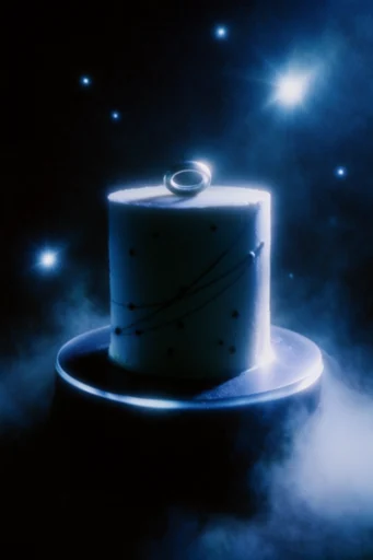 Luminous Cosmic Noir style reference image — retro-futuristic haze
