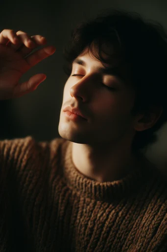 Intimate Chiaroscuro Portraits style reference image — tactile skin and hair texture