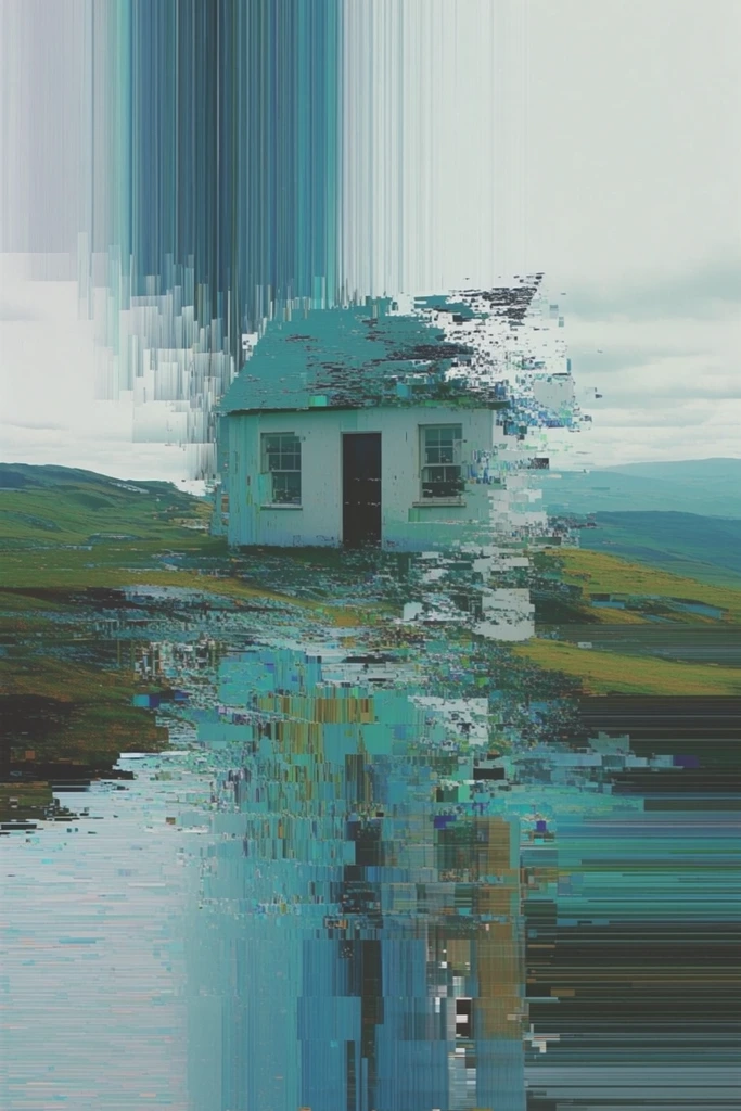 Monochromatic Digital Erosion style AI image example 2