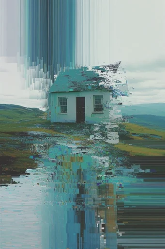 Monochromatic Digital Erosion style reference image — digital decay
