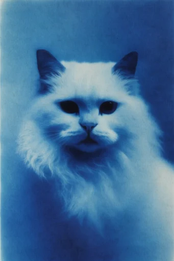 Spectral Cyanotype Surrealism style reference image — Prussian blue atmosphere
