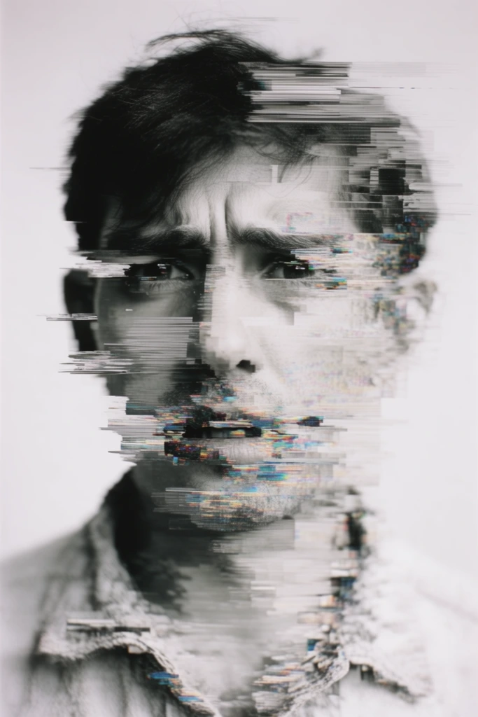 Monochrome Digital Decay style AI image example 1